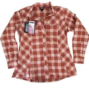 Blackhawk Women’s Plaid Strenia Shirt Rose Red L NWT Quick Dry Outdoor Top Work